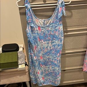 Lilly Pulitzer Blue and Pink Sailboat Print Dress